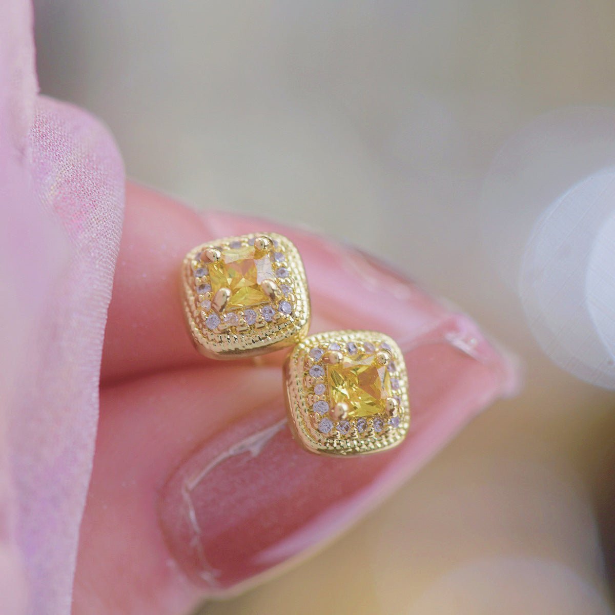 Sunlight Halo Stud Earrings
