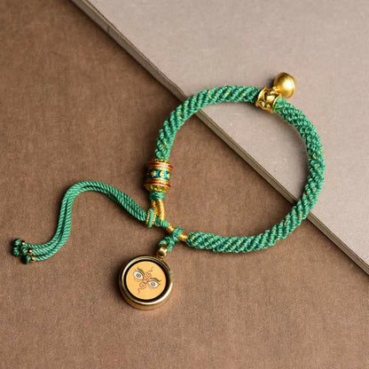 Tibetan Five Gods of Wealth Spiritual Bracelet With Prayer Wheel