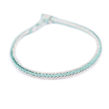 Two-color Handcrafted Eight Thread Peace Knot Red String Bracelet