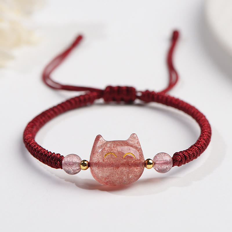 Silver Sheen Obsidian Strawberry Quartz Protection Bracelet