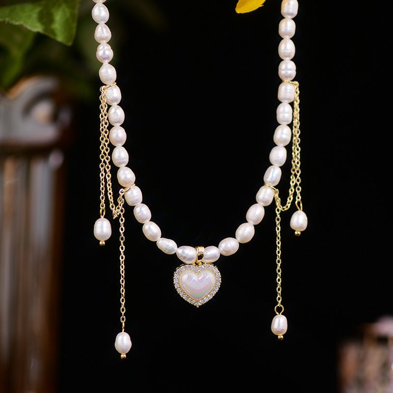Jane Heart Pearl Choker Necklace