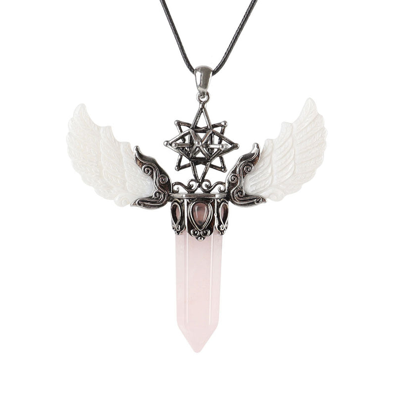 Wing Crystal Pendant 3.1in Spiritual Necklace